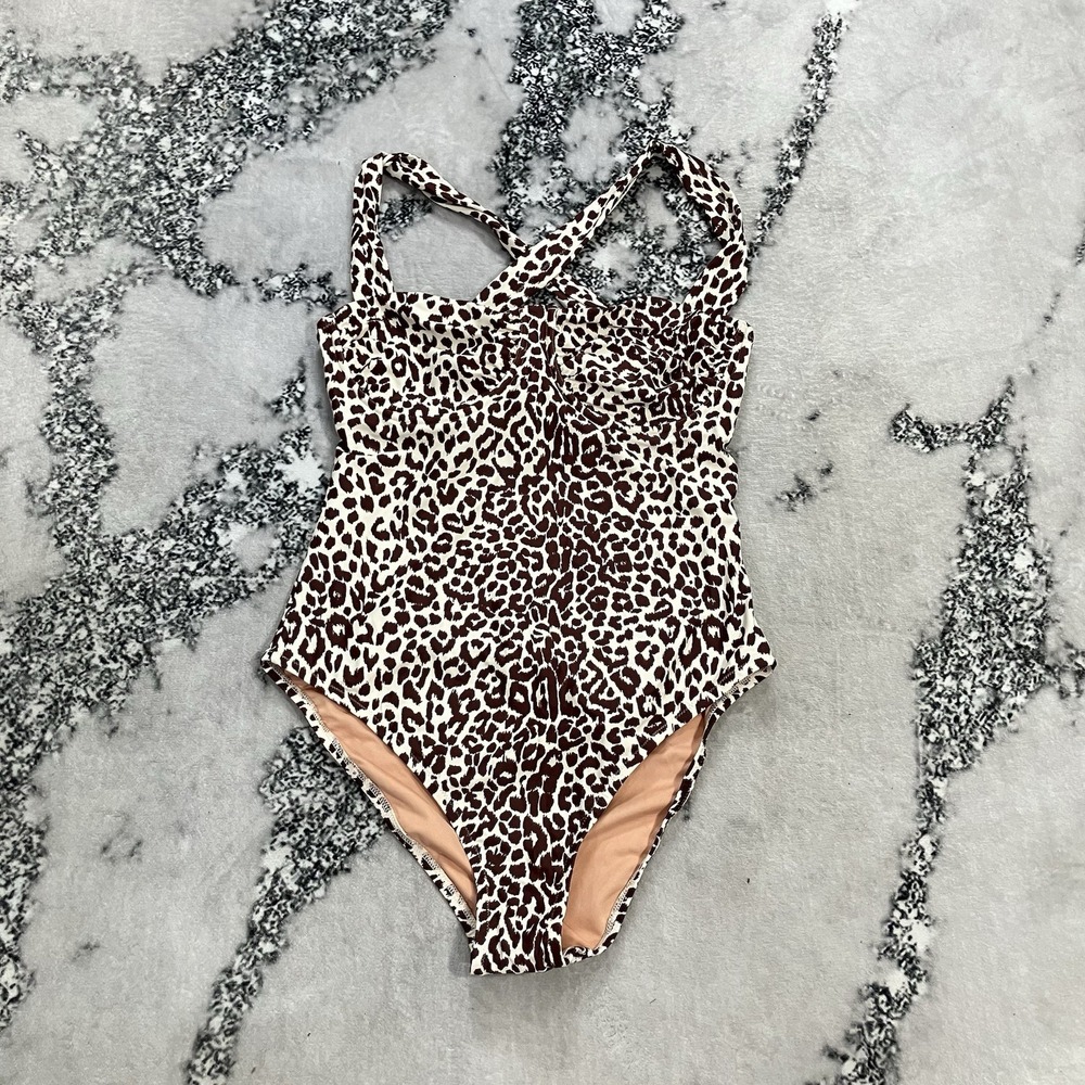 J.Crew Factory Leopard One Piece Swimsuit Women's‎ Size 14 Shelf Bra